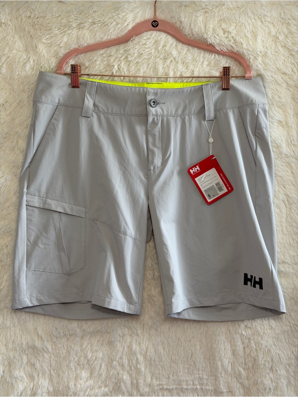 Helly Hansen Womens Quick-Dry Cargo Shorts 36 Grey Hiking Golf Sporty Zip Pocket